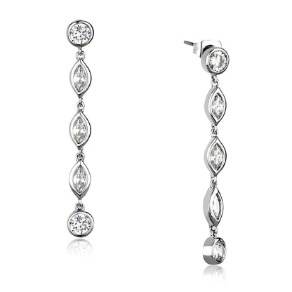 MA3W1049 - Rhodium Brass Earrings with AAA Grade CZ  in Clear