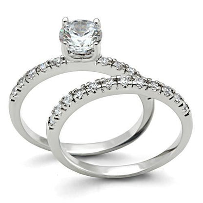 MA3W105 - Rhodium Brass Ring with AAA Grade CZ  in Clear