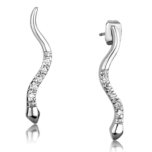 MA3W1051 - Rhodium Brass Earrings with AAA Grade CZ  in Clear
