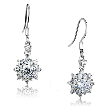 MA3W1054 - Rhodium Brass Earrings with AAA Grade CZ  in Clear