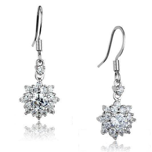 MA3W1054 - Rhodium Brass Earrings with AAA Grade CZ  in Clear