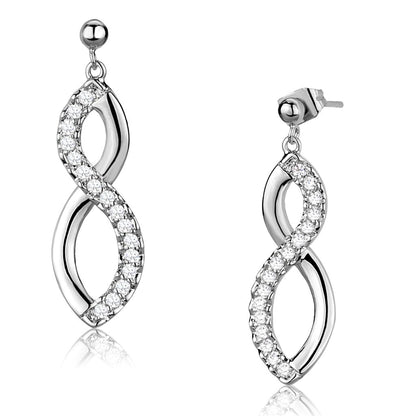 MA3W1055 - Rhodium Brass Earrings with AAA Grade CZ  in Clear