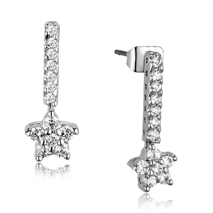 MA3W1056 - Rhodium Brass Earrings with AAA Grade CZ  in Clear