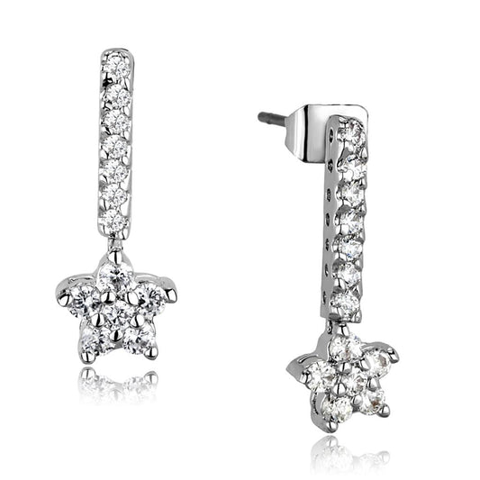 MA3W1056 - Rhodium Brass Earrings with AAA Grade CZ  in Clear