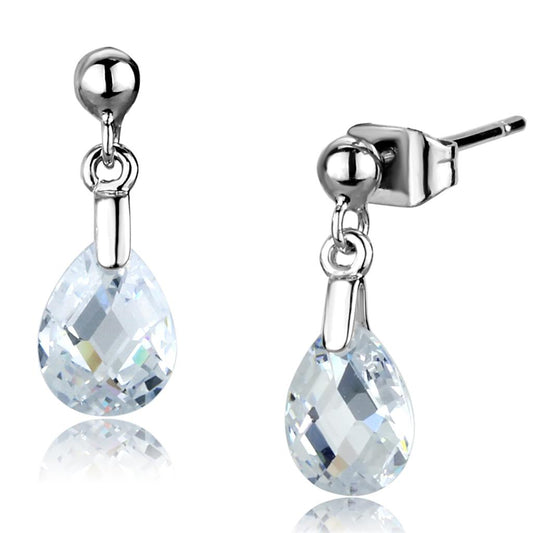 MA3W1057 - Rhodium Brass Earrings with AAA Grade CZ  in Clear
