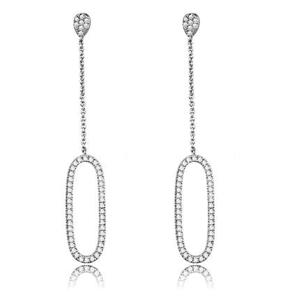 MA3W1058 - Rhodium Brass Earrings with AAA Grade CZ  in Clear
