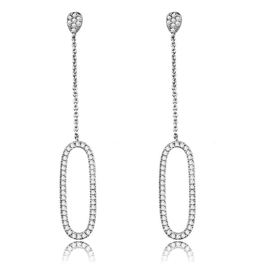 MA3W1058 - Rhodium Brass Earrings with AAA Grade CZ  in Clear