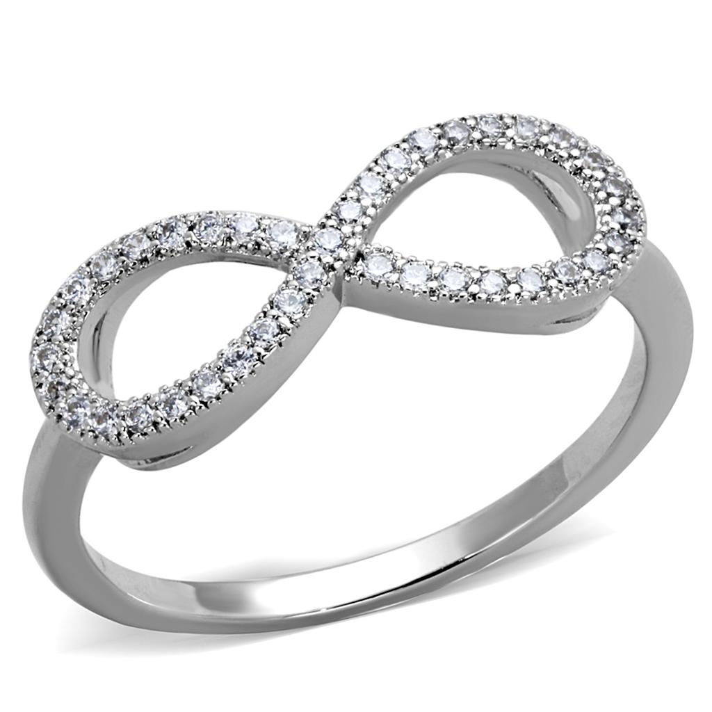MA3W1068 - Rhodium Brass Ring with AAA Grade CZ  in Clear