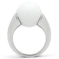 MA3W106 - Rhodium Brass Ring with Synthetic Glass Bead in White