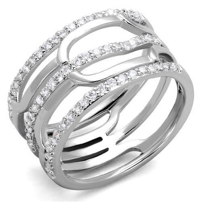 MA3W1070 - Rhodium Brass Ring with AAA Grade CZ  in Clear