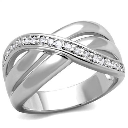 MA3W1071 - Rhodium Brass Ring with AAA Grade CZ  in Clear