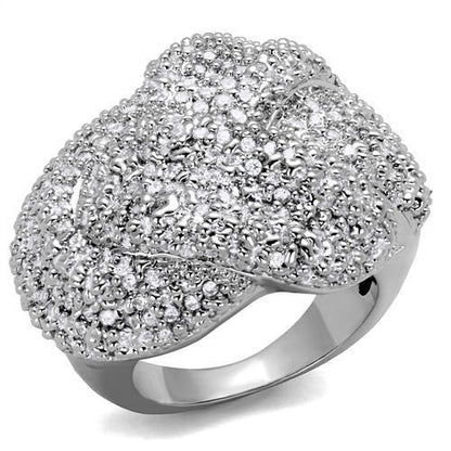 MA3W1078 - Rhodium Brass Ring with AAA Grade CZ  in Clear