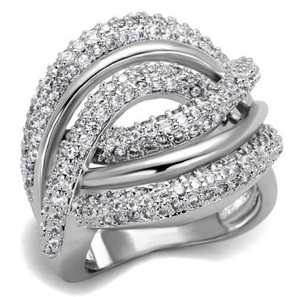 MA3W1081 - Rhodium Brass Ring with AAA Grade CZ  in Clear