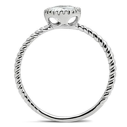 MA3W108 - Rhodium Brass Ring with AAA Grade CZ  in Clear