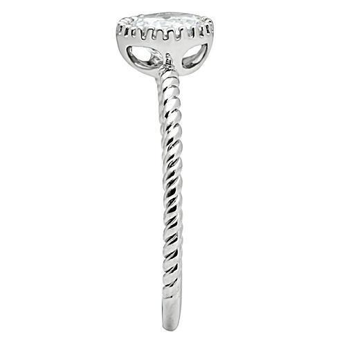 MA3W108 - Rhodium Brass Ring with AAA Grade CZ  in Clear