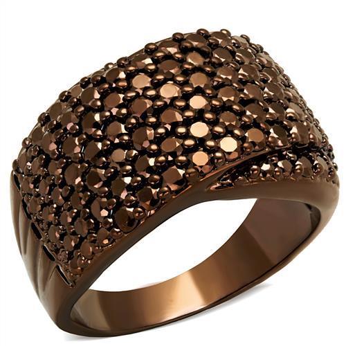 MA3W1097 - IP Coffee light Brass Ring with AAA Grade CZ  in Light Coffee