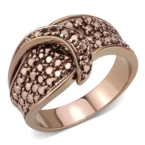 MA3W1099 - IP Coffee light Brass Ring with AAA Grade CZ  in Light Coffee