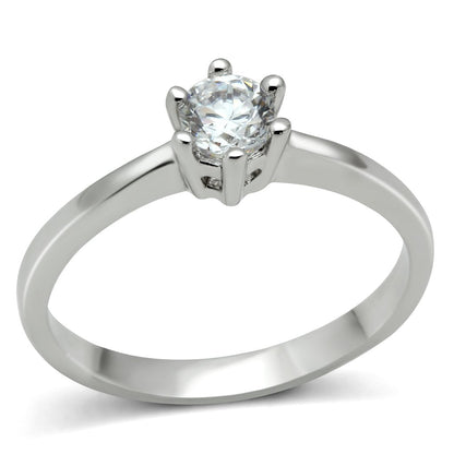MA3W109 - Rhodium Brass Ring with AAA Grade CZ  in Clear