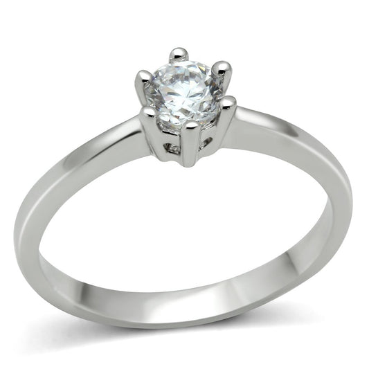 MA3W109 - Rhodium Brass Ring with AAA Grade CZ  in Clear