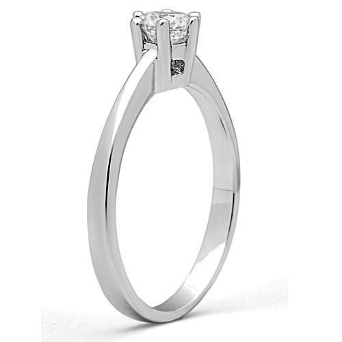 MA3W109 - Rhodium Brass Ring with AAA Grade CZ  in Clear