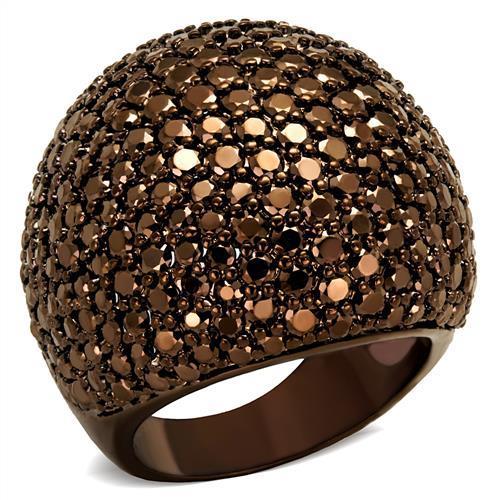 MA3W1101 - IP Coffee light Brass Ring with AAA Grade CZ  in Light Coffee