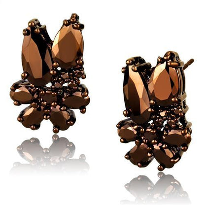 MA3W1107 - IP Coffee light Brass Earrings with AAA Grade CZ  in Light Coffee