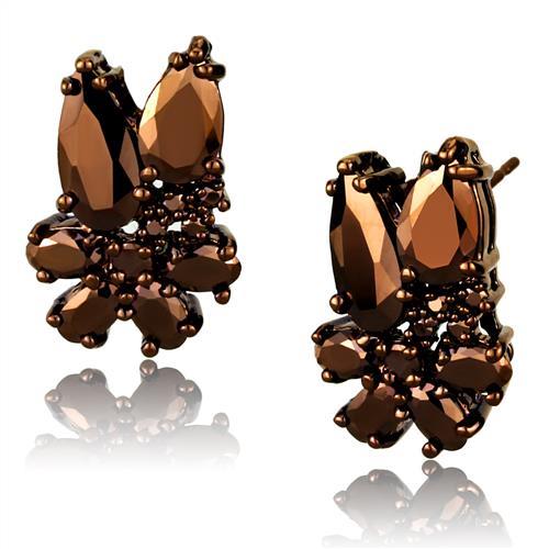 MA3W1107 - IP Coffee light Brass Earrings with AAA Grade CZ  in Light Coffee