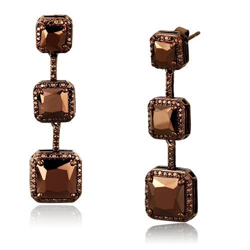 MA3W1108 - IP Coffee light Brass Earrings with AAA Grade CZ  in Light Coffee