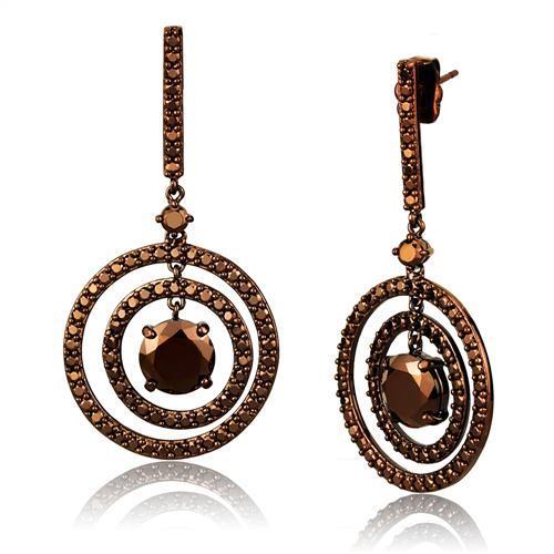 MA3W1109 - IP Coffee light Brass Earrings with AAA Grade CZ  in Light Coffee