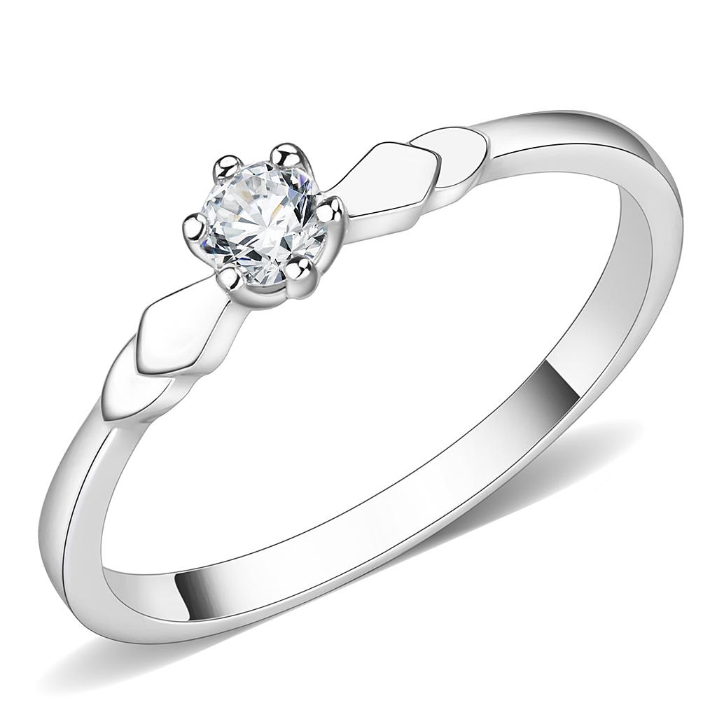 MA3W110 - Rhodium Brass Ring with AAA Grade CZ  in Clear