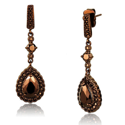 MA3W1111 - IP Coffee light Brass Earrings with AAA Grade CZ  in Light Coffee