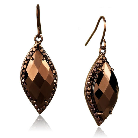 MA3W1112 - IP Coffee light Brass Earrings with AAA Grade CZ  in Light Coffee