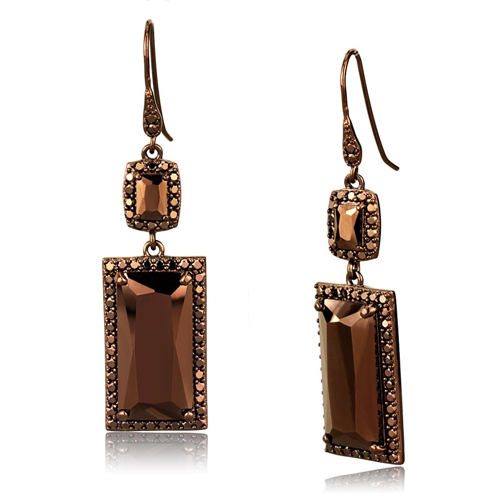 MA3W1113 - IP Coffee light Brass Earrings with AAA Grade CZ  in Light Coffee