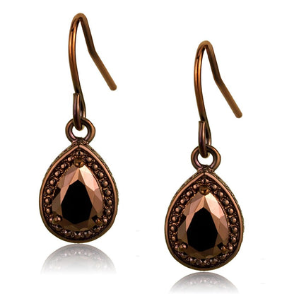 MA3W1114 - IP Coffee light Brass Earrings with AAA Grade CZ  in Light Coffee