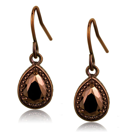 MA3W1114 - IP Coffee light Brass Earrings with AAA Grade CZ  in Light Coffee