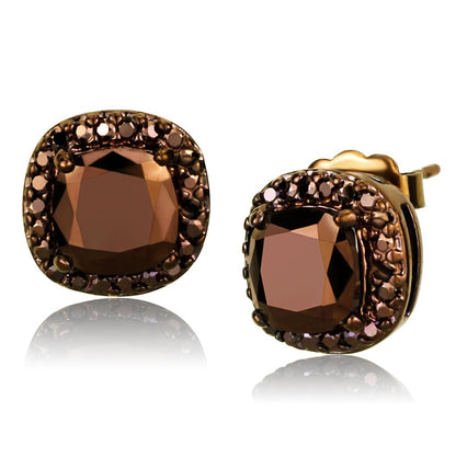 MA3W1116 - IP Coffee light Brass Earrings with AAA Grade CZ  in Light Coffee