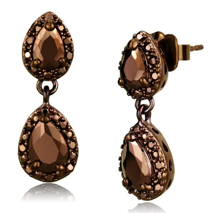 MA3W1117 - IP Coffee light Brass Earrings with AAA Grade CZ  in Light Coffee