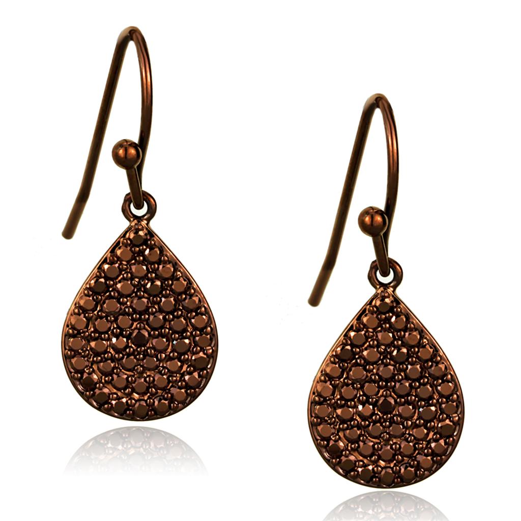 MA3W1118 - IP Coffee light Brass Earrings with AAA Grade CZ  in Light Coffee