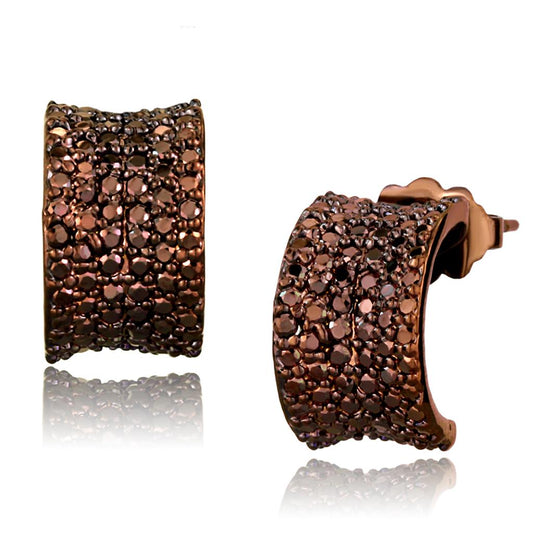 MA3W1119 - IP Coffee light Brass Earrings with AAA Grade CZ  in Light Coffee
