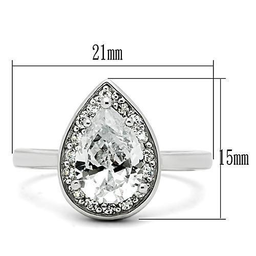 MA3W111 - Rhodium Brass Ring with AAA Grade CZ  in Clear