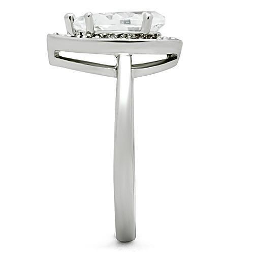 MA3W111 - Rhodium Brass Ring with AAA Grade CZ  in Clear