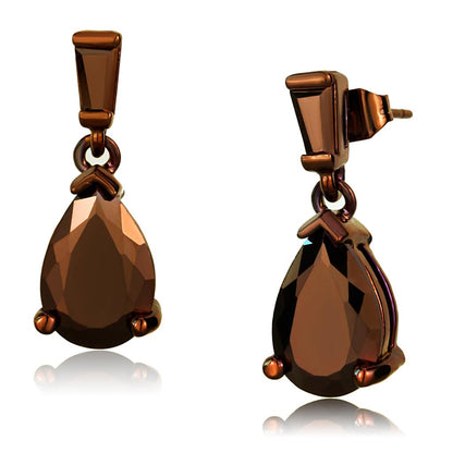 MA3W1120 - IP Coffee light Brass Earrings with AAA Grade CZ  in Light Coffee