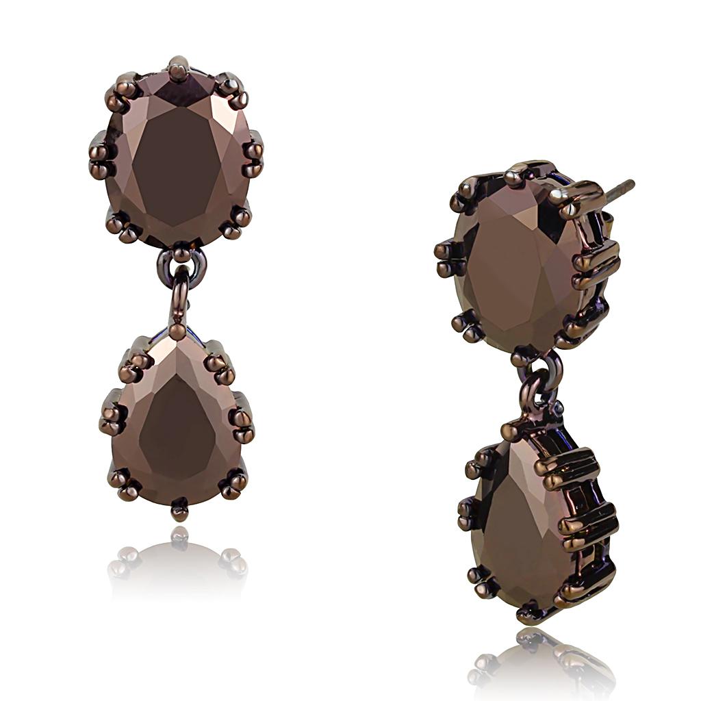MA3W1121 - IP Coffee light Brass Earrings with AAA Grade CZ  in Light Coffee
