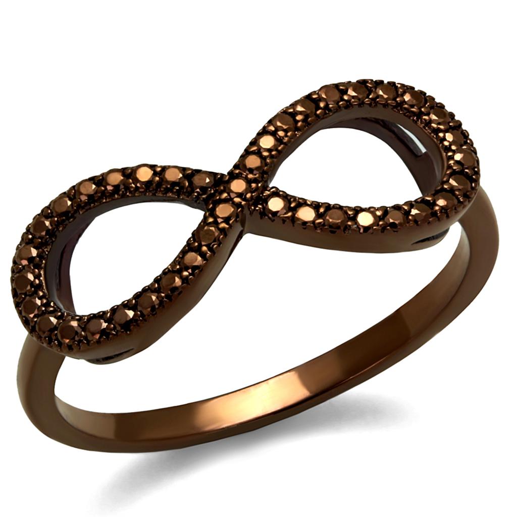 MA3W1129 - IP Coffee light Brass Ring with AAA Grade CZ  in Light Coffee