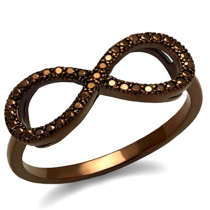 MA3W1129 - IP Coffee light Brass Ring with AAA Grade CZ  in Light Coffee