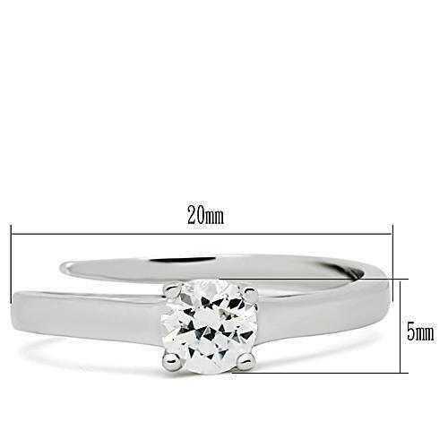 MA3W112 - Rhodium Brass Ring with AAA Grade CZ  in Clear