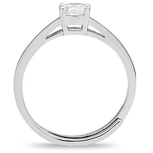 MA3W112 - Rhodium Brass Ring with AAA Grade CZ  in Clear