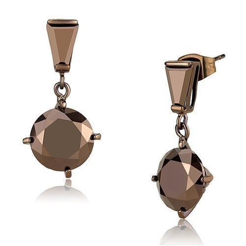 MA3W1133 - IP Coffee light Brass Earrings with AAA Grade CZ  in Light Coffee