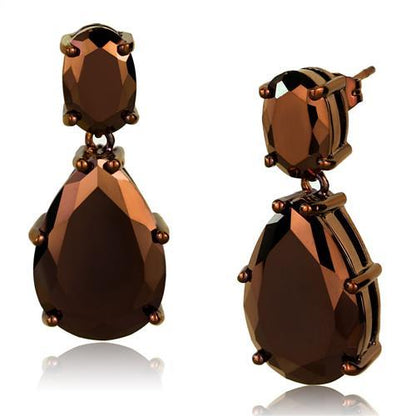 MA3W1135 - IP Coffee light Brass Earrings with AAA Grade CZ  in Light Coffee