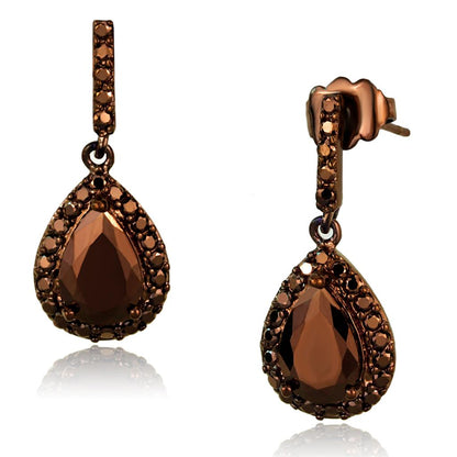 MA3W1136 - IP Coffee light Brass Earrings with AAA Grade CZ  in Light Coffee